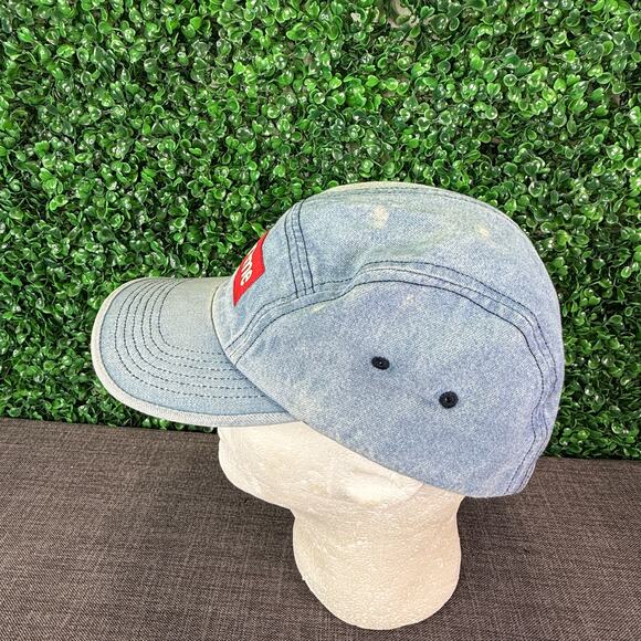 Supreme Denim Washed Chino Twill Camp Cap Hat Jean Box Logo Made In USA Gift - Picture 2 of 10